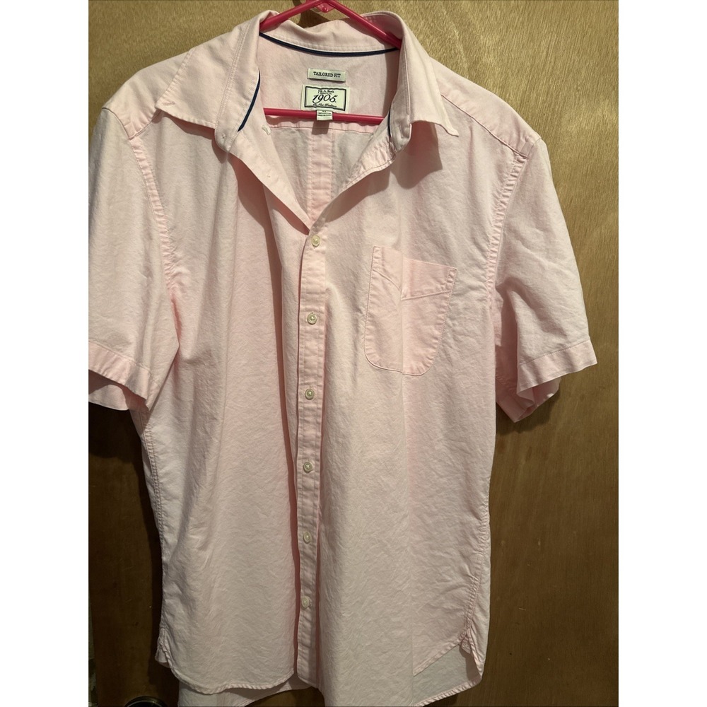 Joe A Bank Tailored Fit Short Sleeve Button Down Pink Xl